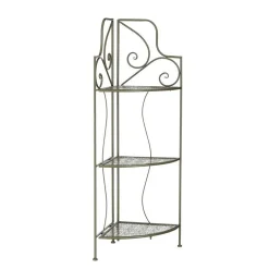 Sellette d'angle pliable en fer vert à 3 étages Tierra - 111 x 32 x 32 cm