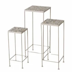 Sellette en fer et pierre grise Flux S - 19 x 19 x 49 cm