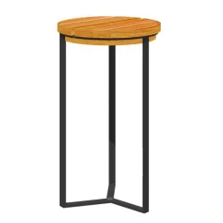 Sellette industrielle an acier et bois Ø 25 x H 50 cm