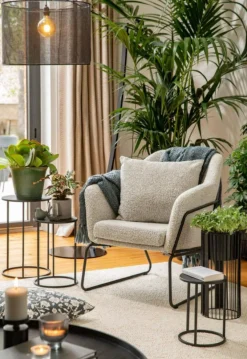 Sellette ronde en métal noir Quinty taille 3 - Ø 50 x H 50 cm