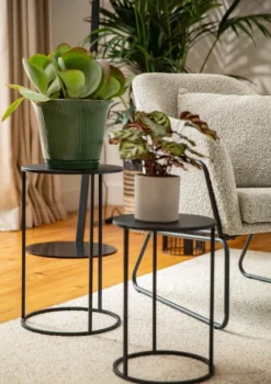 Sellette ronde en métal noir Quinty taille 3 - Ø 50 x H 50 cm