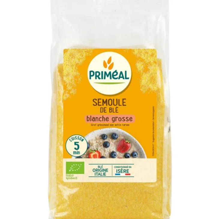 Semoule de blé dur blanche grosse bio Primeal - 500 g
