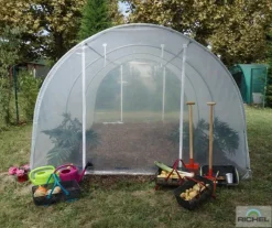 Serre tunnel pieds droits, 2 portes zippées, SERRES RICHEL - 13.5m²