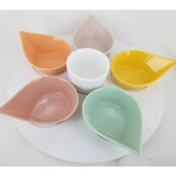 Service apéritif 6 pièces coloris multicolore céramique et bois - Ø 34 cm