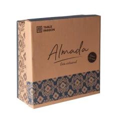 Service apéritif en gré bleu peint à la main Almada - 1 plateau et 6 coupelles