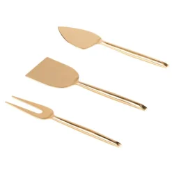 Service de 3 couverts à fromage en métal finition dorée Elite -17,5 cm