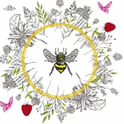 Serviettes en papier 3 plis motif abeille Bee loved bio compostables x 20 - 33 x 33 cm