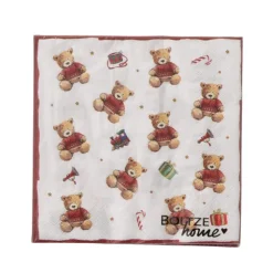 Serviettes en papier blanches à motifs ourson Bailey x 20 - 16,5 x 16,5 cm