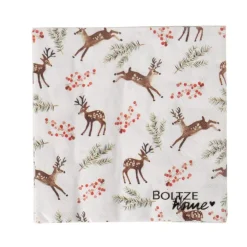 Serviettes en papier blanches à motifs de cerf Roxy - 16,5 x 16,5 cm