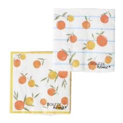 Serviettes en papier blanc motif fruits x 20 - 16,5 x 16,5 cm