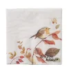 Serviettes en papier blanches à motifs oiseau sur branche Kehly - 16,5 x 16,5 cm