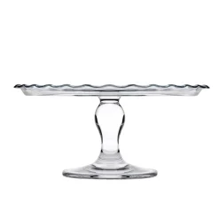 Serviteur sur pied en verre transparent - Ø 26 x H 12 cm