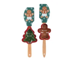 Set de cuisson emporte-pièce en silicone et spatule en bois - 31,2 x 6,2 cm