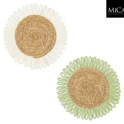 Set de table en zostère à bordure colorée Fernandez - Ø 38 cm