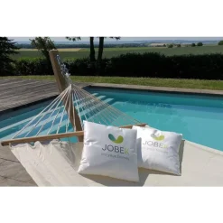 Set hamac coloris marron en bois certifié FSC® Eskapade Jobek Caraïbes - 320 x 120 x 120 cm