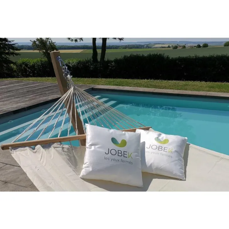 Set hamac coloris marron en bois certifié FSC® Eskapade Jobek Caraïbes - 320 x 120 x 120 cm