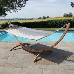 Set support et hamac EsKapade coloris anthracite taupe en bois et polypropylène Jobek Hamacs - 323 x 125 x 128 cm