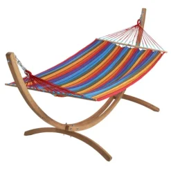 Set support et hamac EsKapade coloris multicolore en bois et polypropylène Jobek Hamacs - 323 x 125 x 128 cm