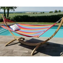 Set support et hamac EsKapade coloris multicolore en bois et polypropylène Jobek Hamacs - 323 x 125 x 128 cm