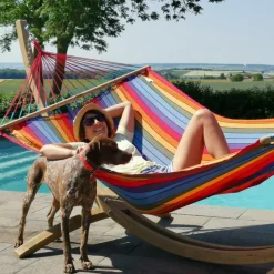 Set support et hamac EsKapade coloris multicolore en bois et polypropylène Jobek Hamacs - 323 x 125 x 128 cm