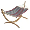 Set support et hamac EsKapade coloris rouge gris en bois et polypropylène Jobek Hamacs - 323 x 125 x 128 cm