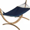 Set support et hamac EsKapade coloris bleu marine en bois et polypropylène certifié FSC® Jobek Hamacs - 323 x 125 x 128 cm