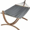 Set support et hamac EsKapade coloris anthracite en bois certifié FSC® Jobek Hamacs - 323 x 125 x 128 cm