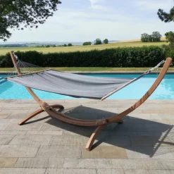 Set support et hamac EsKapade coloris anthracite en bois certifié FSC® Jobek Hamacs - 323 x 125 x 128 cm