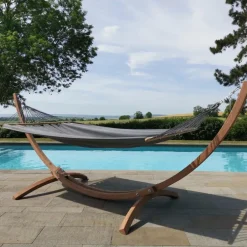 Set support et hamac EsKapade coloris anthracite en bois certifié FSC® Jobek Hamacs - 323 x 125 x 128 cm