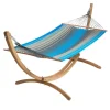 Set support et hamac EsKapade coloris turquoise anthracite en bois et polypropylène Jobek Hamacs - 323 x 125 x 128 cm