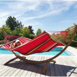 Set support et hamac EsKapade coloris multicolore en bois et polypropylène certifié FSC® Jobek Hamacs - 323 x 125 x 128 cm