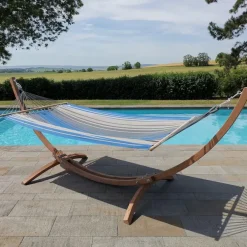 Set support et hamac EsKapade coloris bleu royal en bois et polypropylène Jobek Hamacs - 323 x 125 x 128 cm