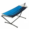 Set support et hamac MetaliK coloris bleu Caraïbes en métal et polypropylène certifié FSC®Jobek Hamacs - 300 x 140 x 95 cm