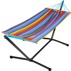 Set support et hamac Metalik coloris multicolore en métal et polypropylène Jobek Hamacs - 300 x 100 x 95 cm