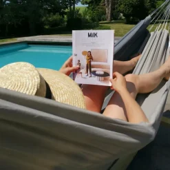 Set support et hamac Weekend coloris anthracite taupe en bois et polypropylène Jobek Hamacs - 350 x 125 x 136,5 cm