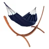 Set support et hamac Weekend coloris bleu marine en bois et polypropylène certifié FSC® Jobek Hamacs - 350 x 125 x 136,5 cm