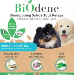 Shampooing solide pour chien tout pelage Biodène – 100 g