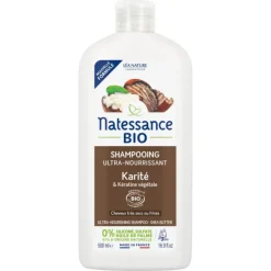 Shampooing ultra nourrissant bio Karité & Kératine végétale Natessance – 500 ml