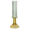 Soliflore en verre vert et jaune - Ø 9 x H 25,5 cm