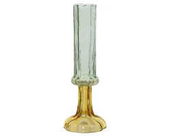 Soliflore en verre vert et jaune - Ø 9 x H 25,5 cm