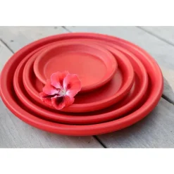 Soucoupe coloris rouge en terre émaillée - Ø 41 cm