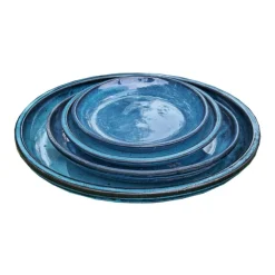 Soucoupe en grès émaillé bleu Océan Decolines Littoral - Ø 18 cm