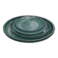 Soucoupe en grès émaillé vert Amande Decolines Littoral - Ø 18 cm