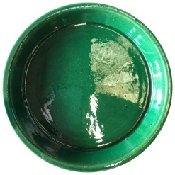 Soucoupe en terre cuite émaillée coloris jade Les Poteries d'Albi - Ø 33 x H 4 cm