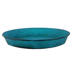 Soucoupe pot Reb en acier bleu mat Ø 24 x H 3 cm