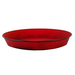 Soucoupe pot Reb en acier rouge mat Ø 26,5 x H 3,5 cm