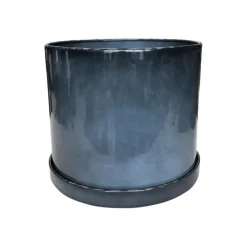 Soucoupe pour pot cylindrique coloris gris en métal recyclé - 23 x 23 x 3 cm