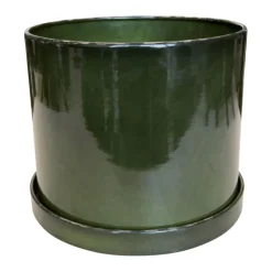 Soucoupe pour pot cylindrique coloris vert en métal recyclé - 33 x 33 x 4 cm