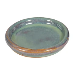 Soucoupe ronde en grès émaillé coloris jadevert Ø 24 x 3,5 cm