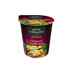 Soupe Asia au poulet et nouilles bio en bol rouge de 55 g